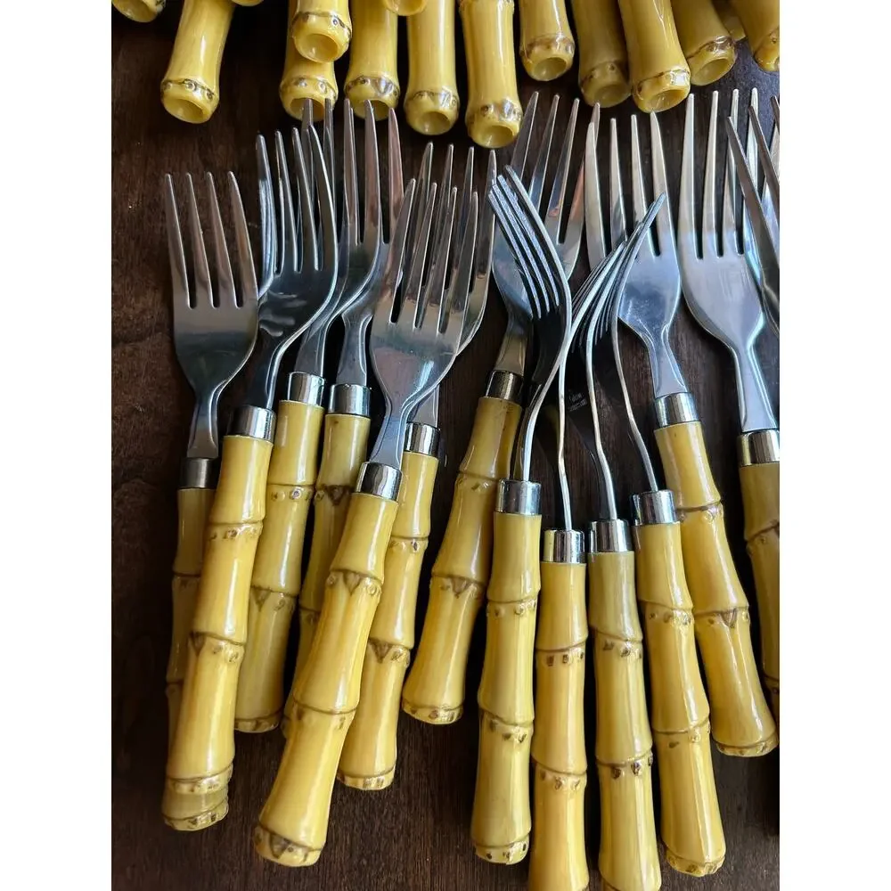57 pieces vintage Gibson bamboo shaped flatware set service for 11 +